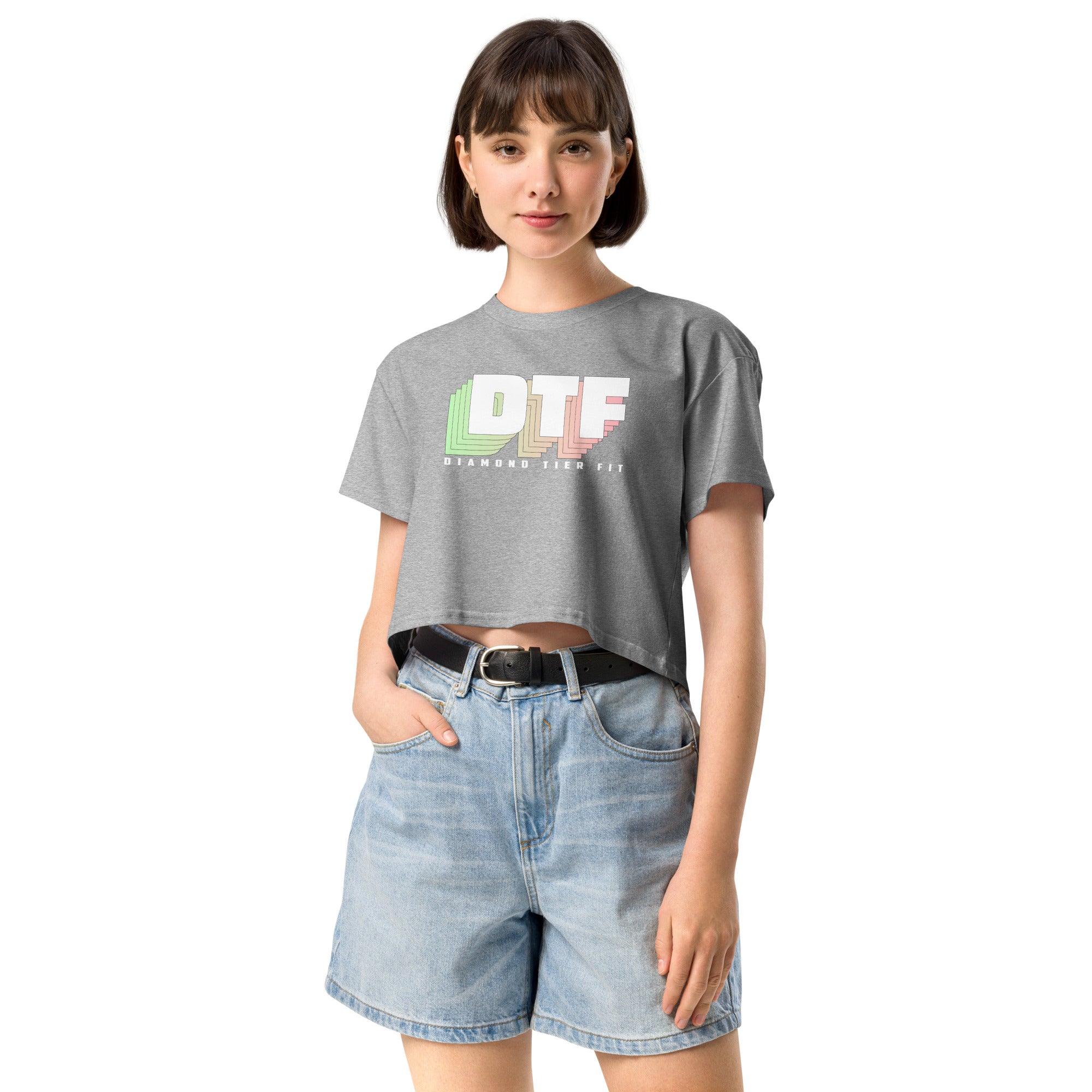 DTF Logo Green Pink | Women’s crop top